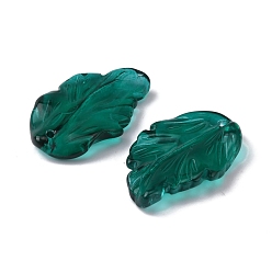 Dark Green Handmade Lampwork Pendants, Leaf, Dark Green, 27.5x17x3.5mm, Hole: 1.2mm