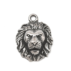 Античное Серебро 304 подвески из нержавеющей стали, лев прелести, античное серебро, 28x21x8.5 мм, отверстие : 2.5 мм