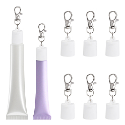 Белый 8шт. силиконовые брелоки в форме блеска для губ, Сплав с застежками, платина, белые, 68.5~69 мм