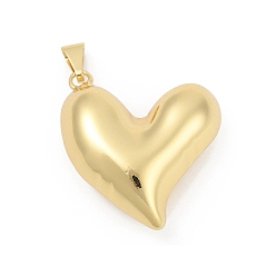 Настоящее золото 18K Латунные подвески, сердце, без свинца и без кадмия, долговечный, стойки покрытие, реальный 18 k позолоченный, 29.5x30x13.5 мм, отверстие : 8x4 мм