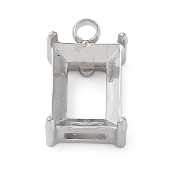 Rectangle 304 настройки гвоздя из нержавеющей стали, цвет нержавеющей стали, прямоугольные, пригодный для стразов 8x6 мм, 11x7x5 мм, отверстие : 1.6 мм