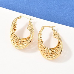 Настоящее золото 18K 304 серьги-гвоздики из нержавеющей стали с поворотным кольцом, ручная полировка, ионное покрытие (ip), реальный 18 k позолоченный, 34x23x11 мм