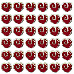 Красный 50шт. сплав эмалированные европейские бусины, бусины с большим отверстием, без кадмия и без свинца, античное серебро, сердце, красные, 10x11x8 мм, отверстие : 4.5 мм