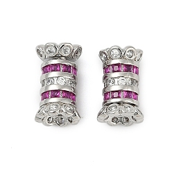 Платина Винтовые застежки из латуни с микропаве из кубического циркония, долговечный, стойки покрытие, колонка, платина, 12 мм, отверстие : 1 мм