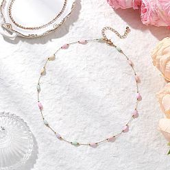 Золотой Ожерелья из натуральных ракушек из окрашенного риса и 304 звеньев цепи из нержавеющей стали, красочный, золотые, 15.75 дюйм (40 см)