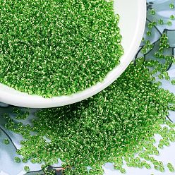 (RR2423) Silverlined Lime Миюки круглые бусины рокайль, японский бисер, (rr 2423) серебристый лайм, 11/0, 2x1.3 мм, Отверстие: 0.8 мм, о 1100 шт / бутылка, 10 г / бутылка