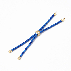 Royal Blue Nylon Twisted Cord Bracelet Making, Slider Bracelet Making, with Brass Findings, Golden, Royal Blue, 8.7 inch~9.3 inch(22.2cm~23.8cm), 3mm, hole: 1.5mm