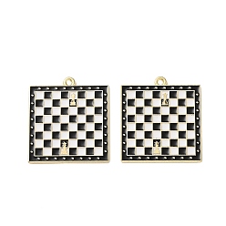 Черный Подвески из эмали и сплава, настольные игры для взрослых/шахматные брелоки, золотые, чёрные, 31x28x1.2 мм, отверстие : 1.6 мм