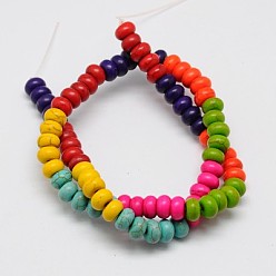 Mixed Color Synthetic Turquoise Beads Strands, Dyed, Rondelle, Mixed Color, 8x5mm, Hole: 1mm, about 80pcs/strand, 15.55 inch