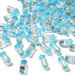 Светло-Голубой Светящиеся подвески из эпоксидной смолы, бутылка желаний, с оболочкой, светится в темноте, Небесно-голубой, 20~24.5x10~10.5 мм, отверстие : 2 мм