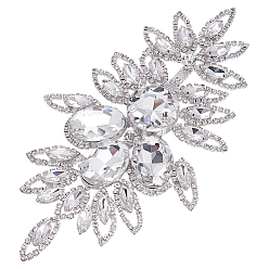 Кристалл 1 Аппликации из латуни со стразами из ПК, для невесты пояс, платье, створка, цветок, кристалл, 180x100x10.5 мм