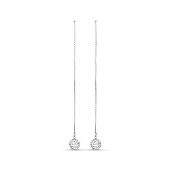 Silver Fresh Style 925 Sterling Silver Ear Threads, with Micro Pave AAA Zircon Ball, Silver, 100mm, Pin: 0.7mm