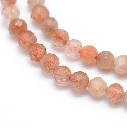 Sunstone Natural Sunstone Beads Strands, Faceted, Round, 2mm, Hole: 0.5mm, about 150pcs/strand, 15.35 inch(39cm)