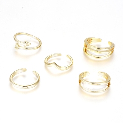 Golden Brass Cuff Toe Rings, Stackable Rings, Mixed Style, Golden, US Size 1 3/4~3(13~14mm), 5pcs/set