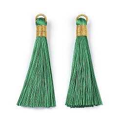 Средний Морско-зеленый Полиэстер кисточка большие подвесные украшения, средний морской зеленый, 83 мм, отверстие : 8x6.5 мм