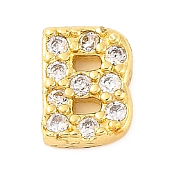 Letter B Покрытие стойки латунное микропаве кабошоны из кубического циркония, без кадмия и без свинца, долговечный, реальный 18 k позолоченный, В письме, 6x4x2 мм