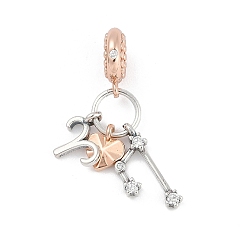 Овен Латунные подвески с кубическим цирконием европейские бусины, двенадцать созвездий, Овен, 29.5~35.5 мм