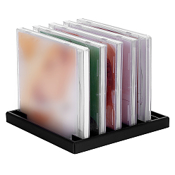 Black 12 Grids Plastic CD Storage Racks, Rectangle, Black, 15.3x15.8x1.45cm, Inner Diameter: 10x13.5cm