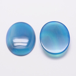Natural Agate Dyed Oval Natural Blue Agate Cabochons, 25x18x6mm