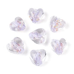 лаванда Handmade стеклянные бусины фольги, сердце, лаванда, 11~12x12~13x8~8.5 мм, отверстие : 1~1.6 мм