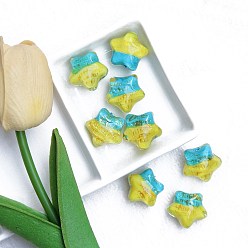 Желтый Двухцветные прозрачные акриловые бусины, звезда, желтые, 21x16 мм