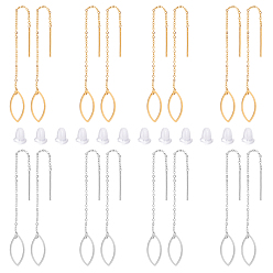 Золотой & Цвет Нержавеющей Стали 8 пары 4 цвета 304 резьба для ушей из нержавеющей стали, с серьгами-гвоздиками, лист, золотые и нержавеющая сталь цвет, 93.5 мм, штифты : 0.8 мм, 4 пары / цвет