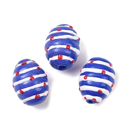 Синий Стеклянные бусины из имитации нефрита, бусины ручной работы, овальный с полосой, с эмалью, синие, 16x12 мм, отверстие : 1.6~2 мм