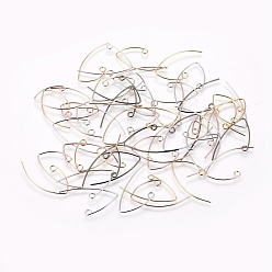 (52) Непрозрачная лаванда Латунные крючки для сережек, с горизонтальной петлей, покрытием, разноцветные, 29x15 мм, отверстие : 2 мм, 22 датчик, штифты : 0.6 мм, 22 датчик, штифты : 0.6 мм