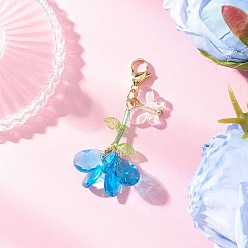 Темно-Голубой Наборы украшений в виде бабочки из стеклянного бисера и акрилового камня ручной работы, с поворотными карабинами из сплава, подвесные украшения, глубокое синее небо, 60~66 мм