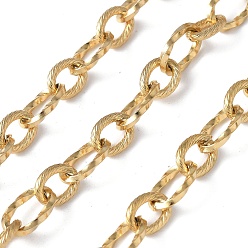 Настоящее золото 18K 304 кабельные цепи из нержавеющей стали, несварные, с катушкой, ионное покрытие (ip), овальные, реальный 18 k позолоченный, 11x7.5x1.6 mm и 8.5x6.5x1.6 mm, около 32.81 футов (10 м) / рулон