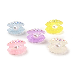 (52) Непрозрачная лаванда Украшение из прозрачной ракушки из смолы с бусинами из искусственного жемчуга в стиле барокко, AB цвет, украшение стола, разноцветные, 16x18x13 мм