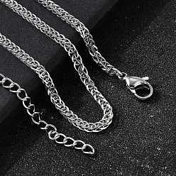 Нержавеющая Сталь Цвет 3мм 304 ожерелья из нержавеющей стали с цепочкой из пшеницы для мужчин, не тускнеет, цвет нержавеющей стали, 17.72 дюйм (45 см)