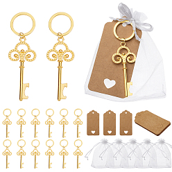 Золотой Брелки для ключей из сплава, с железными кольцами, подарочными пакетами из органзы, бумажной карточкой и джутовым шнуром, золотые, 90 мм