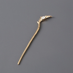 Golden Alloy Rhinestone Hair Sticks for Women, Golden, 160x22mm