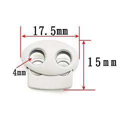 White Zinc Alloy Spring Cord Locks, 2 Hole Drawstring Toggle Spring Clasp, White, 17.5x15mm, Hole: 4mm