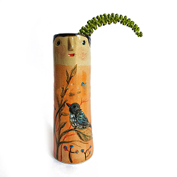 Sandy Brown Resin Vases, Home Decorations, Column Doll, Sandy Brown, 45x120mm