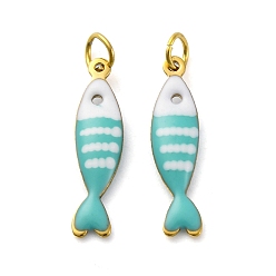 Fish 304 нержавеющей стальной эмали подвески, с целью перехода в кольце, ионное покрытие (ip), реальный 18 k позолоченный, рыба, 18.5x4.5x2.5 мм, отверстие : 2.5 мм