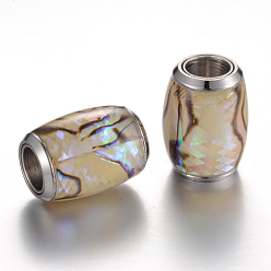 Античный Белый 304 магнитные застежки из эмали из нержавеющей стали с клеевыми концами, с оболочкой, баррель, старинный белый, 16x13~14 мм, отверстие : 6 мм