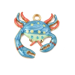 Sky Blue 304 Stainless Steel with Enamel Pendants, Crab Charms, Golden, Sky Blue, 27.5x26x4.5mm, Hole: 2.8mm
