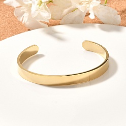 Золотой 304 браслеты с манжетами из нержавеющей стали., браслет с текстом имени, золотые, внутренний диаметр: 50x63 мм, ширина: 8 мм