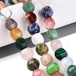 Смешанные камни Натуральные и синтетические смешанные каменные бусы пряди, фонарь, смешанные окрашенные и неокрашенные, 9~11x10.5~12x10.5~12 мм, отверстие : 0.8~1 мм, около 36~41 шт / нитка, 14.57~16.73 дюйм (37~42.5 см)
