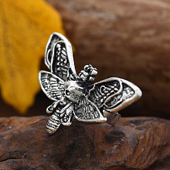 Dragonfly Кольца для пальцев из сплава на Хэллоуин, тема насекомых, эффектные кольца, античное серебро, стрекоза и череп, 15~20 мм