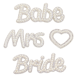 Mixed Shapes 4 шт. 4 стили слова нетканые материалы компьютеризированная вышивка утюгом/пришивка патчей, с акриловыми шариками и горный хрусталь, разнообразные, 55~59x68~140x4.5~6.5 мм, 1 шт / стиль