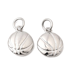 Basketball Спортивные латунные подвески, платина, баскетбол, 11.5x9.5x2.5 мм, Перейти кольцо: 5x1 мм, 3 мм внутренним диаметром