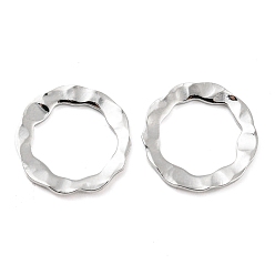 Платинированный Латунные соединительные колечки, без кадмия, без никеля и без свинца, нерегулярные волнистые круглые кольцевые разъемы, Реальная платина, 15.5x1.3 мм
