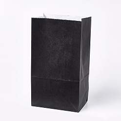 Black Pure Color Kraft Paper Bag, Food Storage Bags, No Handles, For Baby Shower Kid's Birthday Party, Black, 23.5x13x8cm