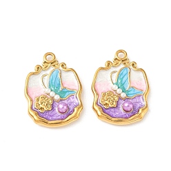 Бабочка 304 нержавеющей стальной эмали подвески, с abs имитационными жемчужными бусинами , ионное покрытие (ip), золотые, бабочка, 26.5x19x5 мм, отверстие : 2 мм