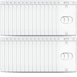 Clear 30Pcs Waterproof Type Plastic ID Card Protector, Thumb-Slot Badge Holder, Rectangle, Clear, 101x59x4.5mm, Hole: 4mm and 4.5x14mm, Inner Diameter: 20x34.5mm
