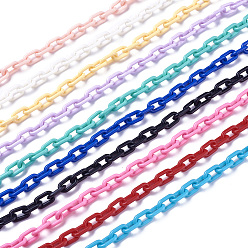 Mixed Color ABS Plastic Cable Chains, Oval, Mixed Color, 13.5~14x8x2mm, 14.9 inch~15.35 inch(38~39cm)/strand