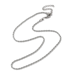 Stainless Steel Color Non-Tarnish 304 Stainless Steel Rope Chain Necklaces, Stainless Steel Color, 16.22 inch(41.2cm)